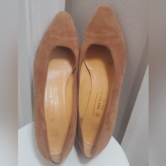 Bruno Magli Vintage Gold Heel Cognas Suede Shoe Sz 7 🌴 - Picture 4 of 13
